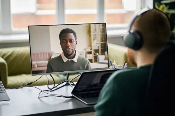 Man attending online mediation Brigg MIAMS session